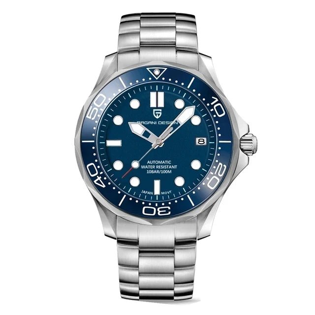 Pagani Design PD - 1667 Automatic Diver Watch – Sapphire Crystal, 316L Stainless Steel, Day - Date, 10 ATM UK - Britt Company
