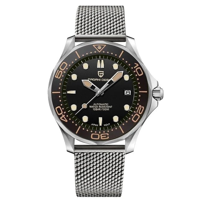 Pagani Design PD - 1667 Automatic Diver Watch – Sapphire Crystal, 316L Stainless Steel, Day - Date, 10 ATM UK - Britt Company
