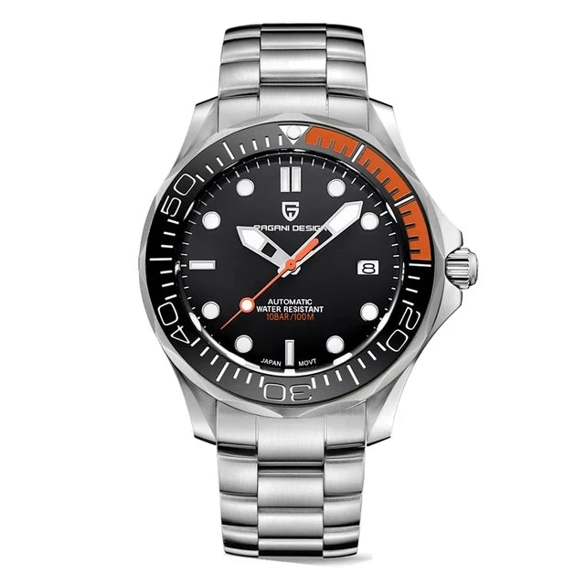 Pagani Design PD - 1667 Automatic Diver Watch – Sapphire Crystal, 316L Stainless Steel, Day - Date, 10 ATM UK - Britt Company
