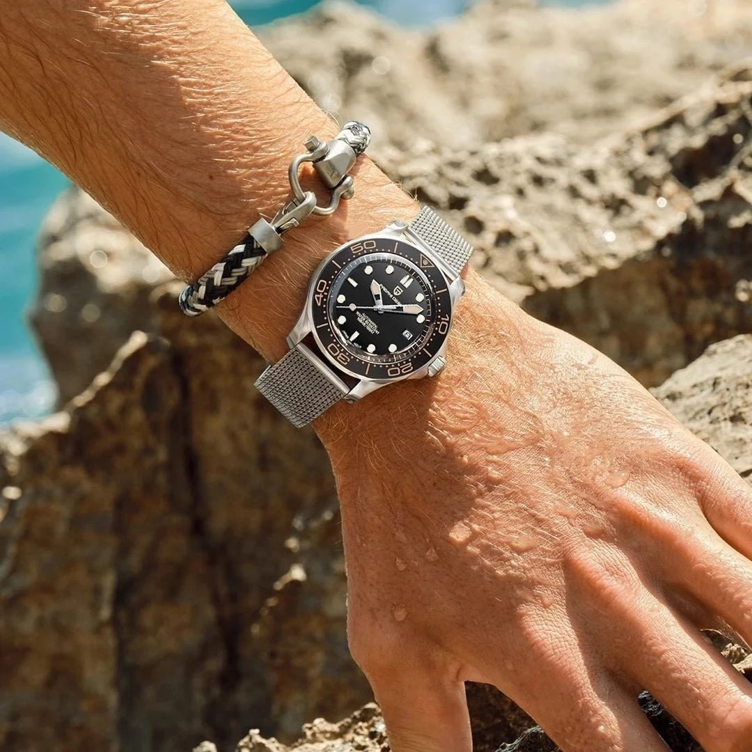 Pagani Design PD - 1667 Automatic Diver Watch – Sapphire Crystal, 316L Stainless Steel, Day - Date, 10 ATM UK - Britt Company