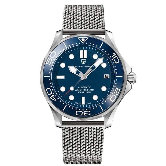 Pagani Design PD - 1667 Automatic Diver Watch – Sapphire Crystal, 316L Stainless Steel, Day - Date, 10 ATM UK - Britt Company