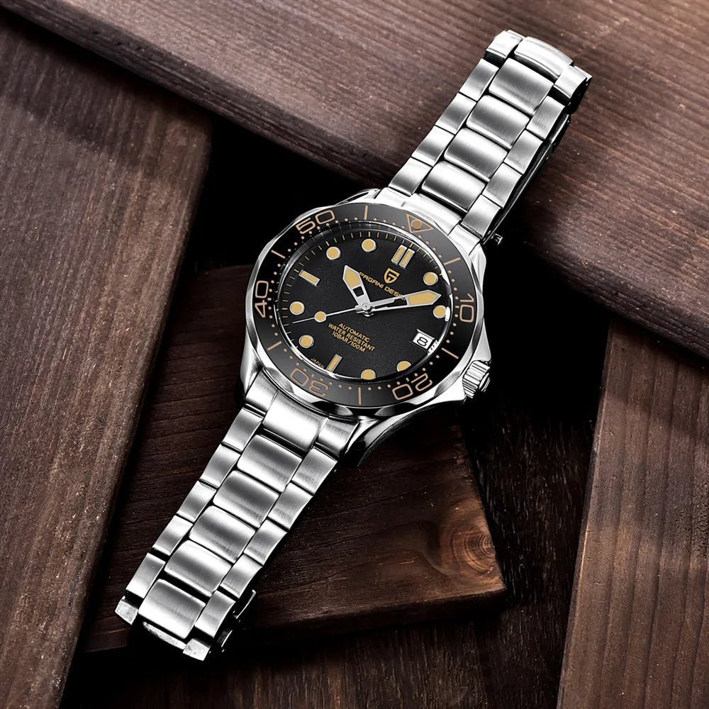 Pagani Design PD - 1667 Automatic Diver Watch – Sapphire Crystal, 316L Stainless Steel, Day - Date, 10 ATM UK - Britt Company