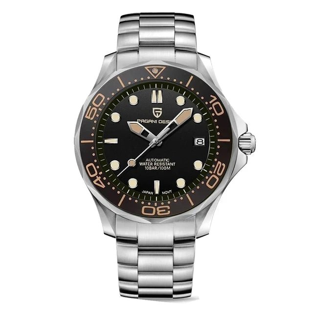 Pagani Design PD - 1667 Automatic Diver Watch – Sapphire Crystal, 316L Stainless Steel, Day - Date, 10 ATM UK - Britt Company