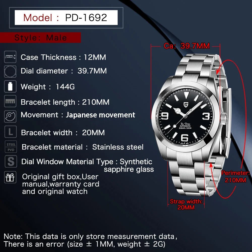 PAGANI DESIGN PD - 1692 Men’s Automatic Watch 40MM Sapphire 200M - Britt Company