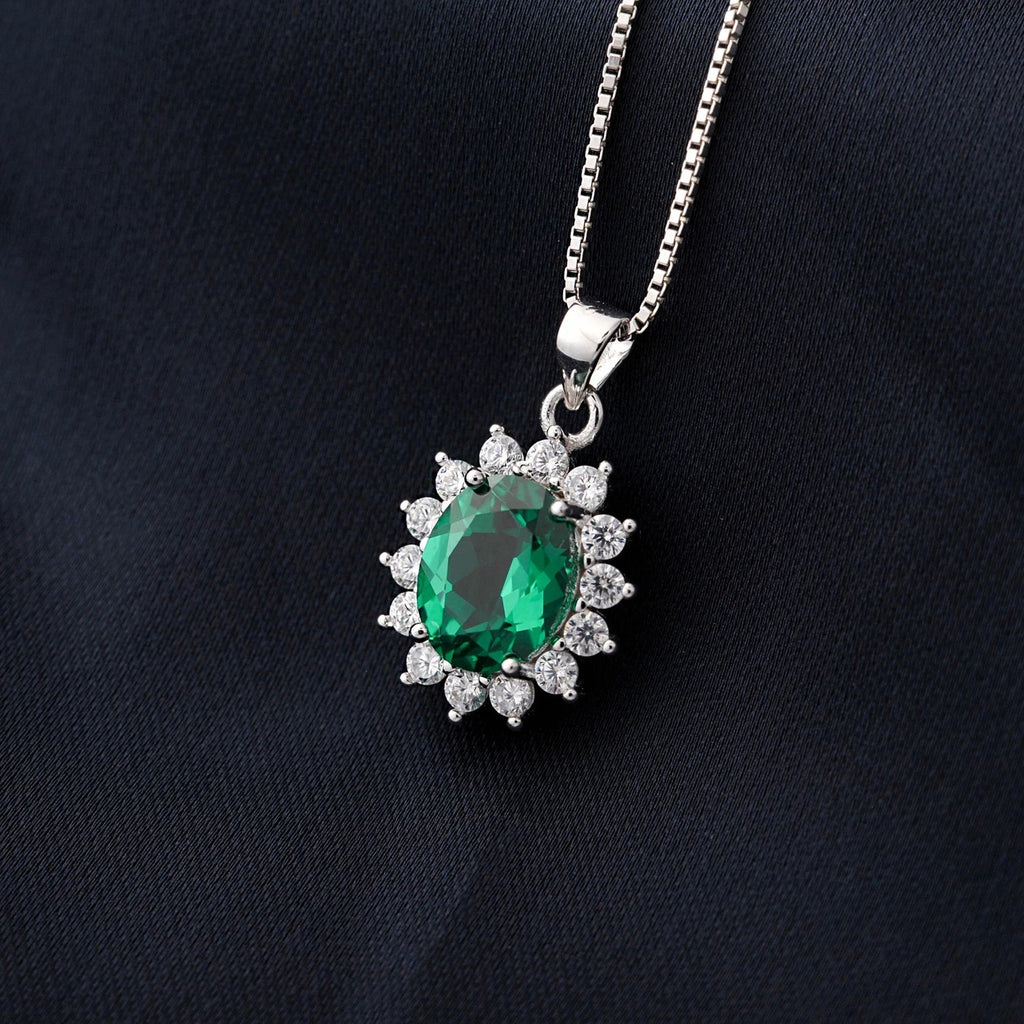 💎 Royal Starburst – Certified 925 Sterling Silver Oval Gemstone Pendant - Britt Company