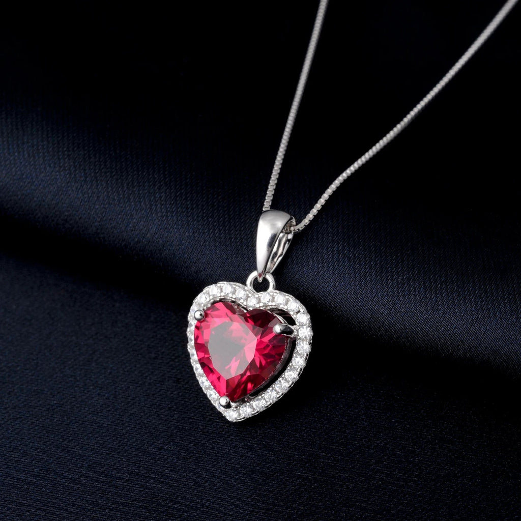 ❤️ Ruby Heart Halo – Certified 925 Sterling Silver Pendant Necklace - Britt Company