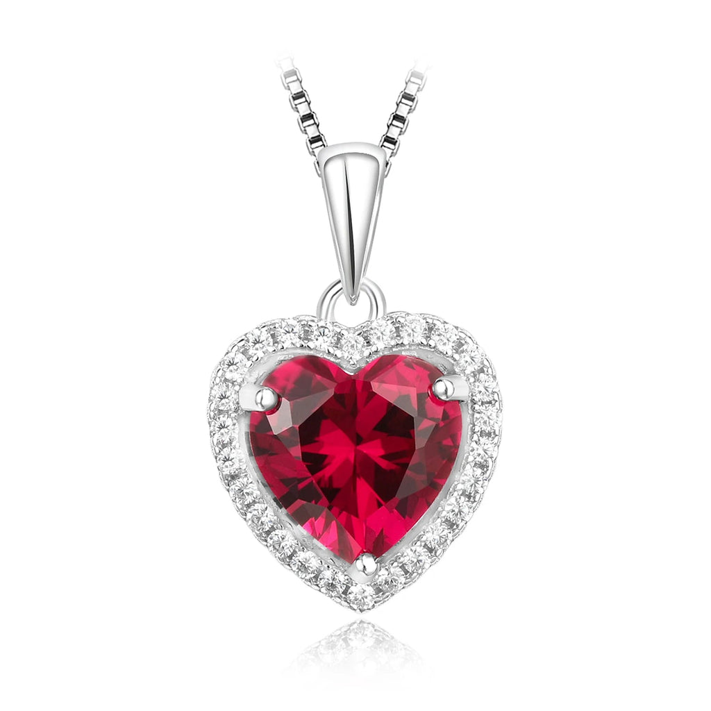 ❤️ Ruby Heart Halo – Certified 925 Sterling Silver Pendant Necklace - Britt Company
