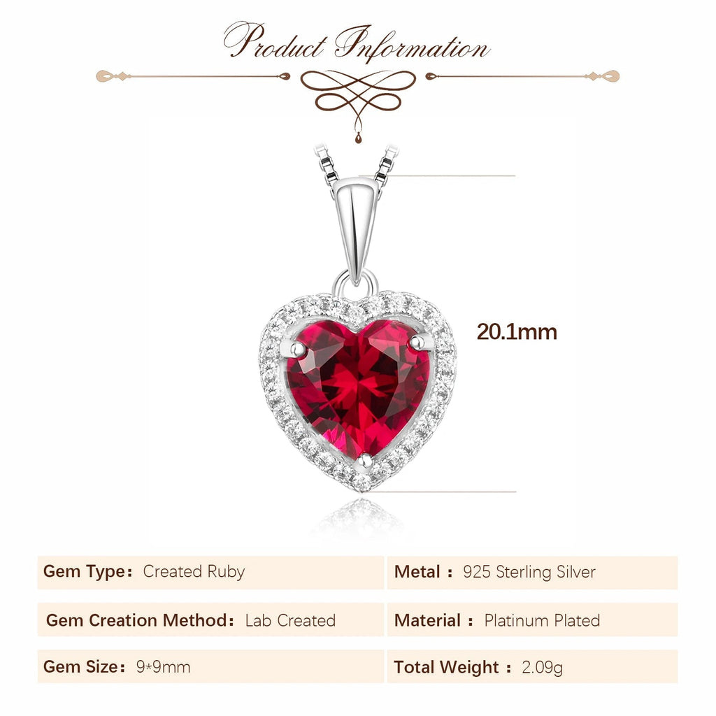 ❤️ Ruby Heart Halo – Certified 925 Sterling Silver Pendant Necklace - Britt Company