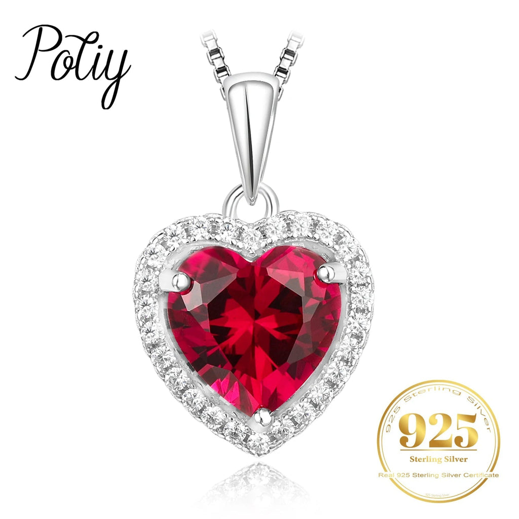 ❤️ Ruby Heart Halo – Certified 925 Sterling Silver Pendant Necklace - Britt Company